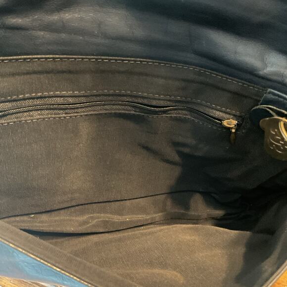 SAS Blue Leather Clutch Zipper Pocket Magnetic Closure Rectangle - Picture 5 of 6